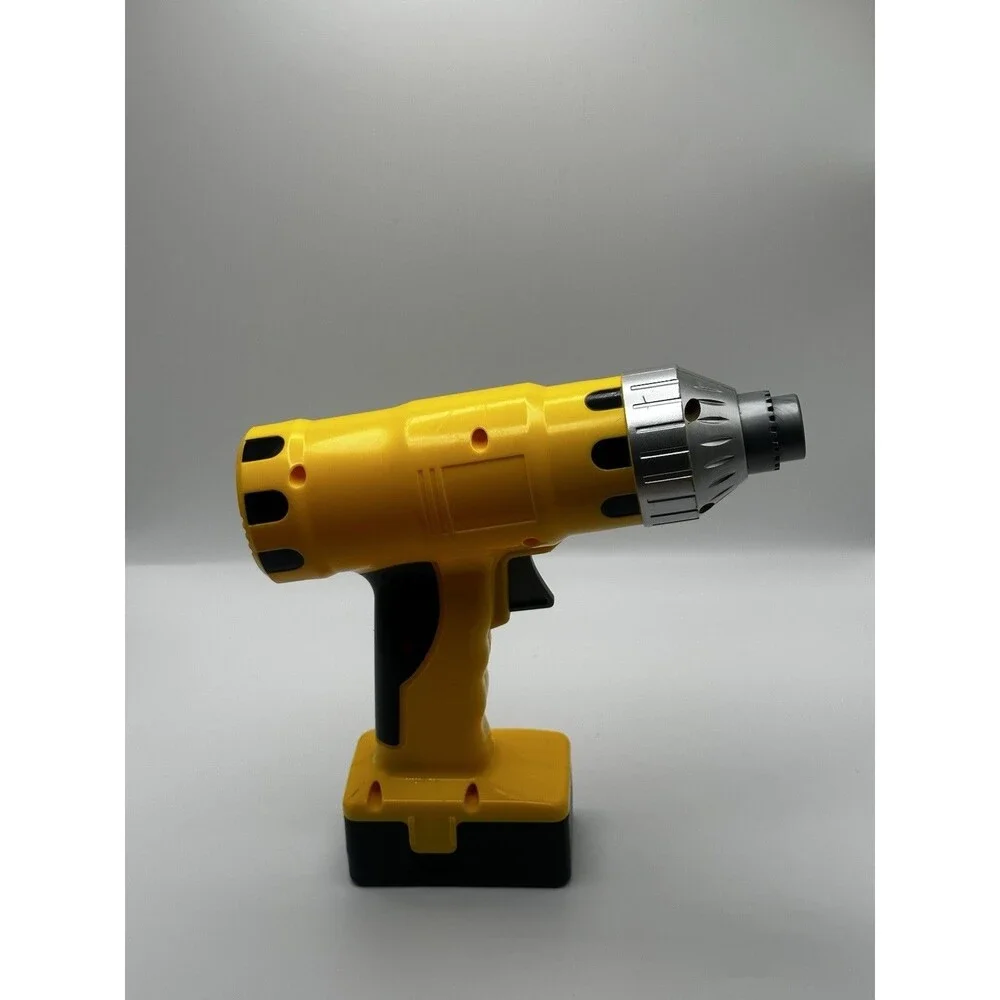 Power Tool Workshop Toy Cordless Drill Yellow Battery Operated Kids Play Set